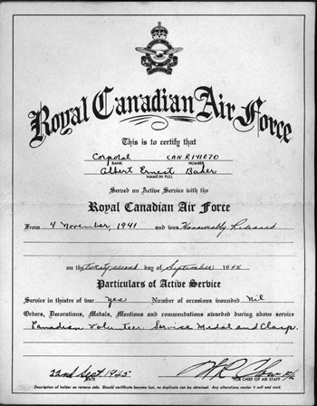 Discharge Certificate 1945, front